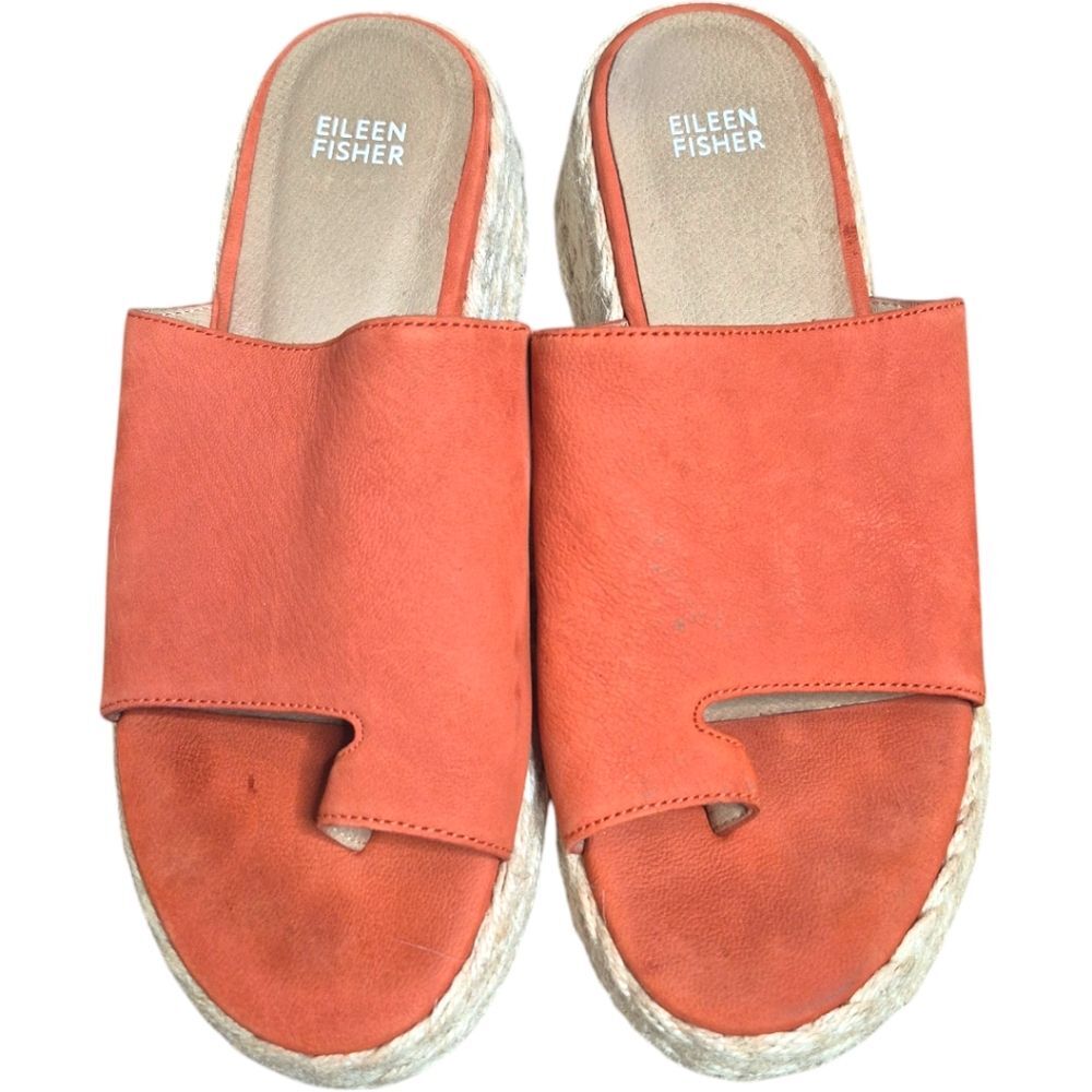 Eileen Fisher Tarry Toe Loop Espadrille Sandal Tangelo Orange Size 9